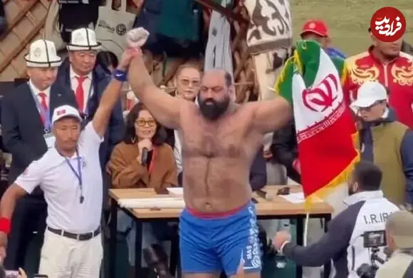 ببینید| رضا قیطاسی قهرمان چوب‌کشی بازی‌های جهانی عشایری شد