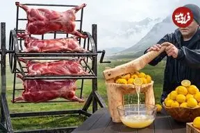 ببینید| غذای روستایی در آذربایجان؛ کباب کردن 4 بره به یک روش متفاوت
