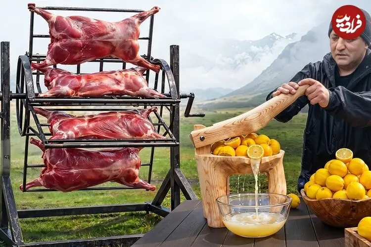 ببینید| غذای روستایی در آذربایجان؛ کباب کردن 4 بره به یک روش متفاوت