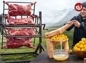 ببینید| غذای روستایی در آذربایجان؛ کباب کردن 4 بره به یک روش متفاوت