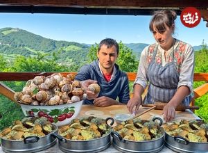 ببینید؛ غذای روستایی در اوکراین؛ جمع آوری حلزون و پخت غذا با آن در روستایی جنگلی