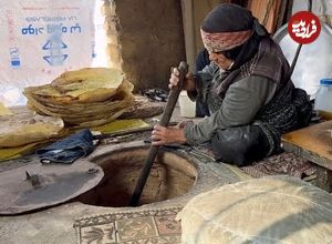 ببینید؛ غذای روستایی در ایران؛ پخت نان گرده سنتی توسط دو مادر بزرگ
