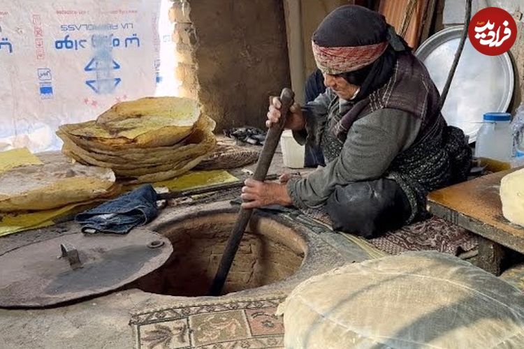 ببینید؛ غذای روستایی در ایران؛ پخت نان گرده سنتی توسط دو مادر بزرگ