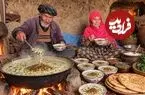 ببینید| غذای روستایی در افغانستان؛ مراحل تهیه رشته و پخت آش دوغ در غار