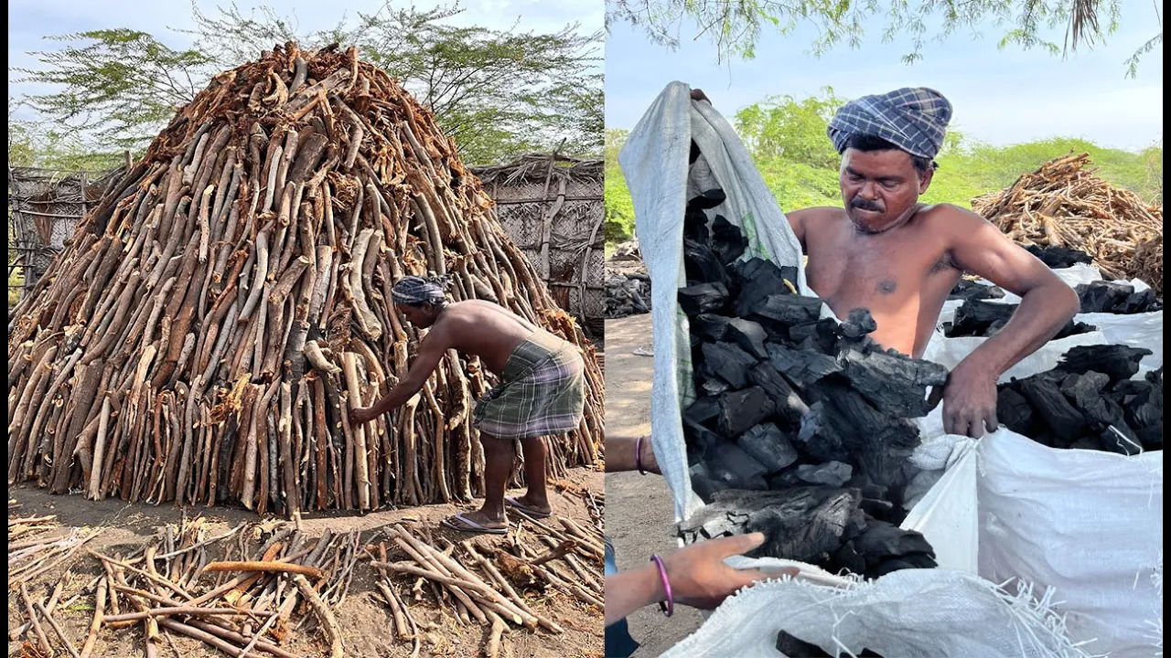 (ویدئو) نحوه تولید زغال به صورت سنتی در روستاهای هند 