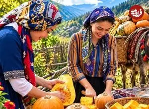 ببینید| غذای روستایی در ایران؛ پخت پلو مخلوط با کدو تنبل و ماهی دودی در روستایی سرسبز