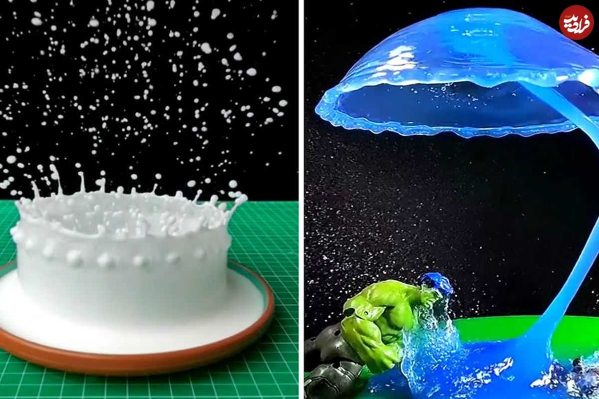 (ویدئو) ببینید چگونه برخورد اجسام با مایعات اشکال حیرت انگیز و باورنکردنی ایجاد می کند