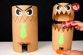 ببینید| نحوه ساخت یک سطل زباله پدالی شبیه هیولا با مقوا به روش هنرمند اسپانیایی