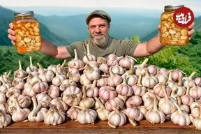 ببینید| غذای روستایی در آذربایجان؛ تهیه سیر ترشی و کباب کردن ماهی قزل آلا