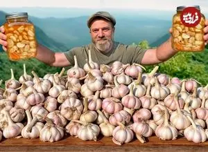 ببینید| غذای روستایی در آذربایجان؛ تهیه سیر ترشی و کباب کردن ماهی قزل آلا