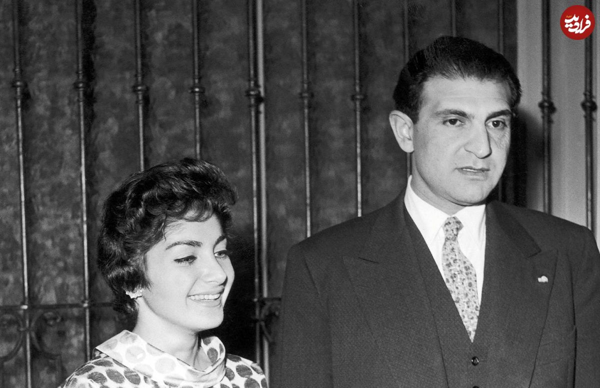 عکس؛ سفر در زمان؛ «شهناز پهلوی و پدر همسرش» در یک مهمانی در پاریس؛ سال 1339