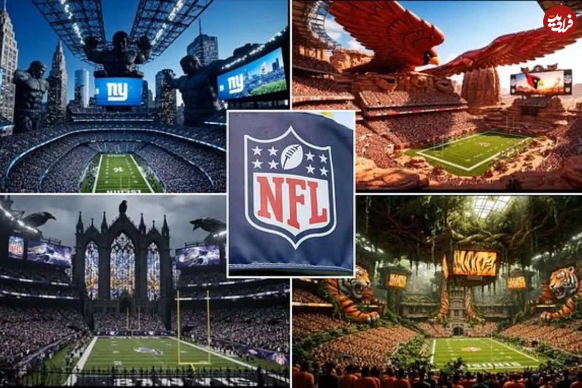 ببینید؛ طراحی عجیب و شگفتانگیز ۳۲ استادیوم NFL با الهام از نام تیمها توسط هوش مصنوعی