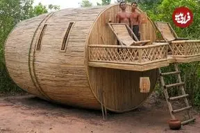 ببینید| نحوه ساخت یک ویلای متفاوت و زیبا با چوب و بامبو در جنگل های کامبوج