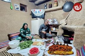 ببینید؛ غذای روستایی در ایران؛ پخت نان سنتی و خوراک گوجه و بادمجان توسط زوج روستایی
