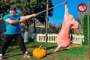 ببینید| غذای روستایی در آذربایجان؛ پخت گوشت بره در دل کدو تنبل و در روستا