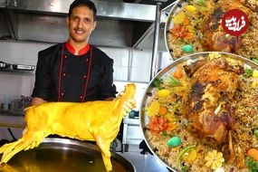 ببینید؛ غذای خیابانی در هند؛ پخت بره شکم پر به سبک عربی در حیدر آباد 