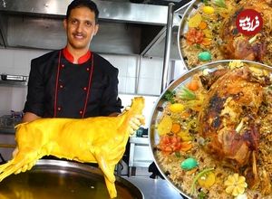 ببینید؛ غذای خیابانی در هند؛ پخت بره شکم پر به سبک عربی در حیدر آباد 