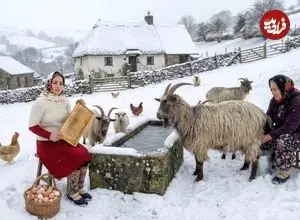ببینید| غذای روستایی در ایران؛ پخت نیمرو برای صبحانه در روستایی برفی در کوهستان