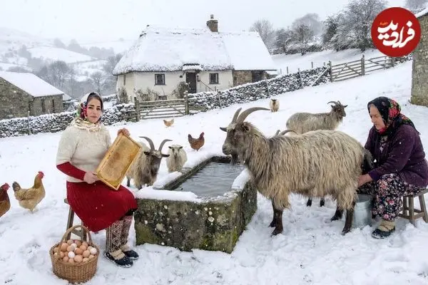 ببینید| غذای روستایی در ایران؛ پخت نیمرو برای صبحانه در روستایی برفی در کوهستان