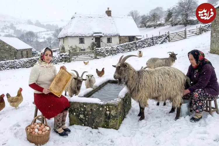 ببینید| غذای روستایی در ایران؛ پخت نیمرو برای صبحانه در روستایی برفی در کوهستان