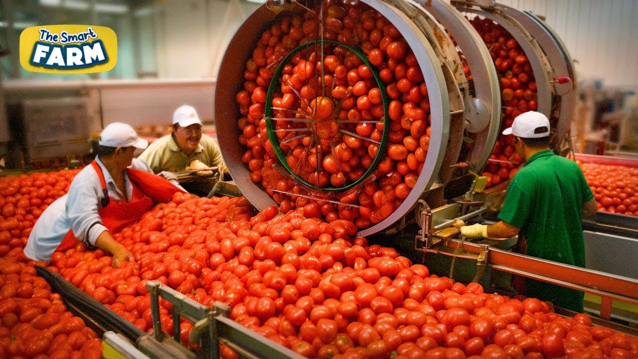 (ویدئو) کشت و برداشت گوجه و تبدیل آن به رب و سس گوجه فرنگی در کارخانه