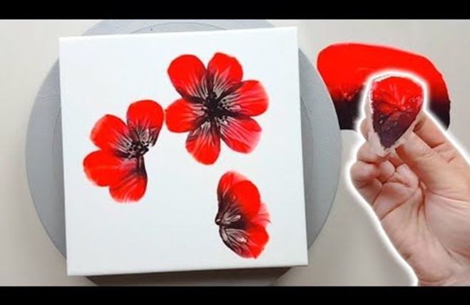 (ویدئو) آموزش نقاشی: با کمک یه اسفنج مثل حرفه ای ها یه گل قرمز زیبا بکش
