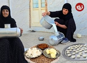 ببینید؛ غذای روستایی در ایران؛ تهیه ماست، کشک و دوغ توسط مادربزرگ ایلامی