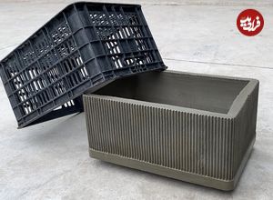 ببینید؛ نحوه درست کردن یک گلدان خاص با کمک جعبه پلاستیکی و سیمان
