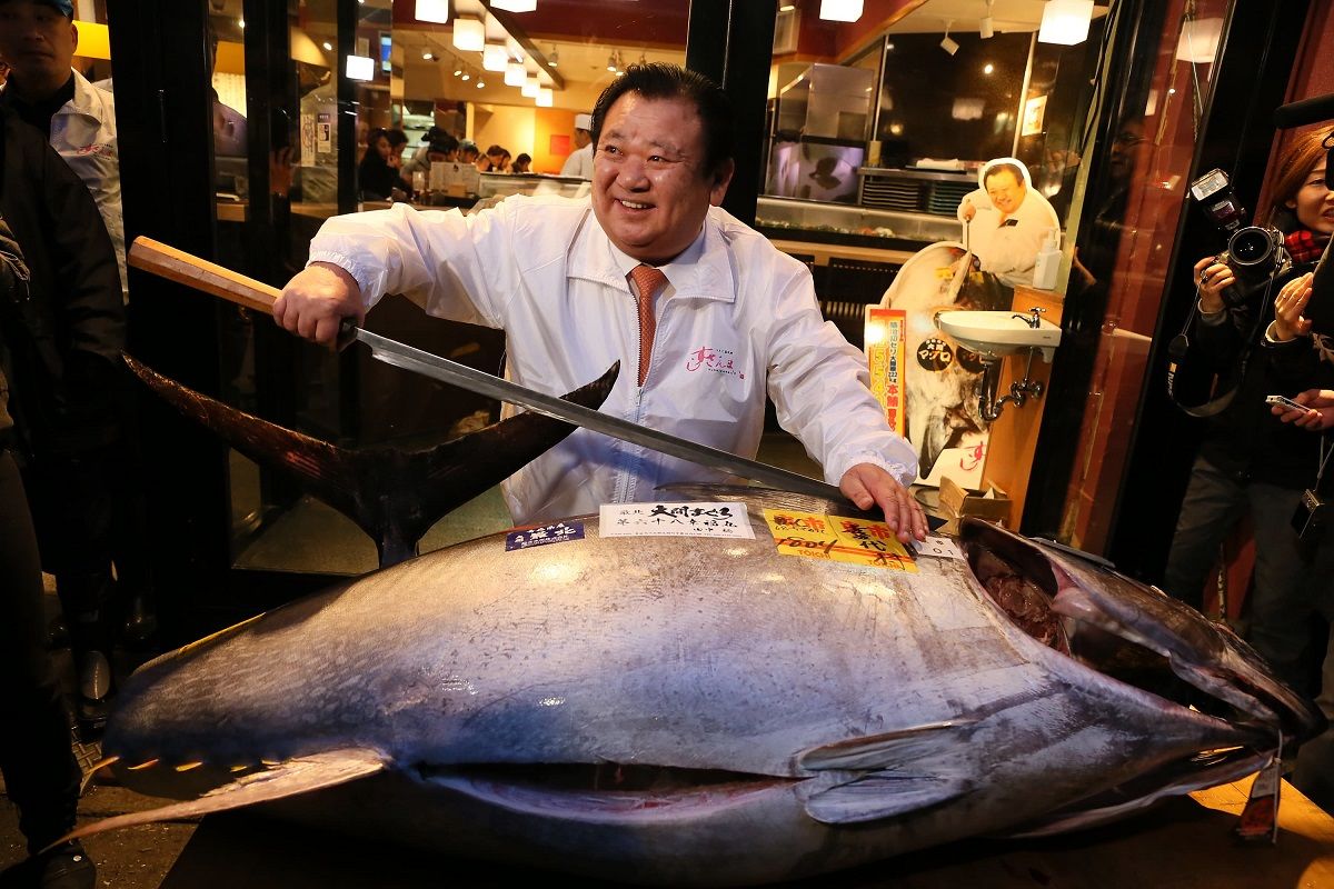 (ویدئو) فروش و برش زدن یک ماهی تن 277 کیلوگرمی به قیمت 150 میلیارد تومان در ژاپن!