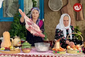 ببینید| غذای روستایی در ایران؛ پخت پلو مخلوط با گوشت بره و میوه خشک در کوهستان