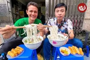 ببینید| غذای خیابانی در ویتنام؛ سوپ گوشت گاو و سالاد کلم در هانوی