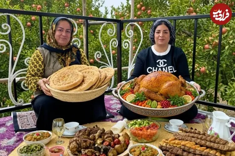 ببینید| غذای روستایی در ایران؛ کباب کردن 3 مرغ شکم پر و تهیه نان سنتی و سالاد