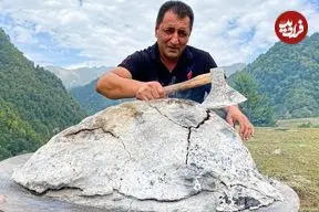 ببینید| غذای روستایی در آذربایجان؛ کباب بره کامل زیر یک لایه نمک