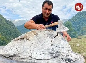 ببینید| غذای روستایی در آذربایجان؛ کباب بره کامل زیر یک لایه نمک