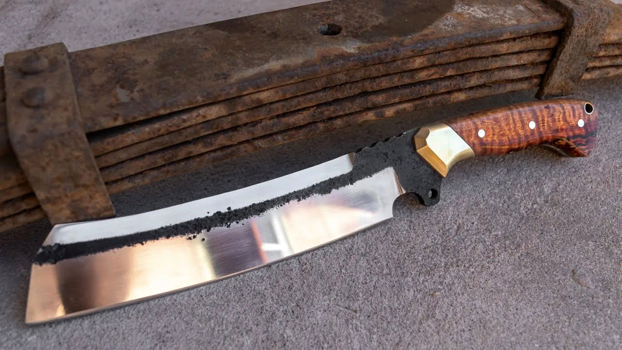 (ویدئو) یک ایده درخشان برای ساخت چاقو با فنر قدیمی کامیون 