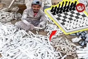 ببینید| مراحل دیدنی ساخت شطرنج دست ساز با سنگ عقیق و مرمر در پاکستان