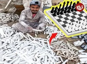 ببینید| مراحل دیدنی ساخت شطرنج دست ساز با سنگ عقیق و مرمر در پاکستان