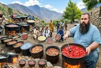 ببینید| غذای روستایی در افغانستان؛ پخت کابلی پلو برای 3000 مهمان عروسی