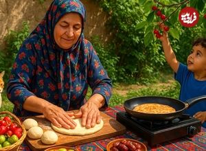 ببینید؛ غذای روستایی در ایران؛ پخت نان سنتی خرمایی