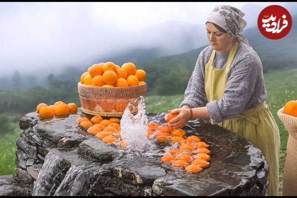 ببینید؛ غذای روستایی در آذربایجان؛ کباب بره طعم دار شده با پرتقال