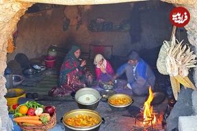 ببینید؛ غذای روستایی در ایران؛ پخت زرشک پلو با مرغ توسط زوج عشایر