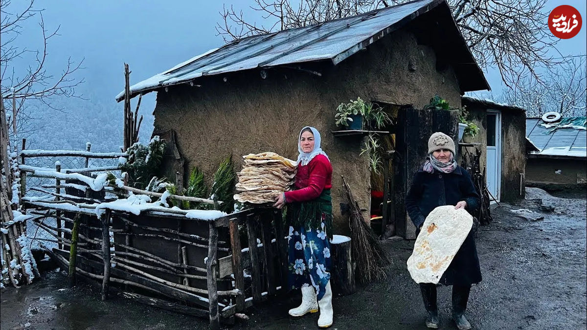 (ویدئو) غذای روستایی در ایران؛ پخت نان لواش به روش مادربزرگ گیلانی