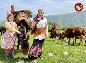 ببینید؛ غذای روستایی در ایران؛ بردن گاوها به چراگاه و پخت املت