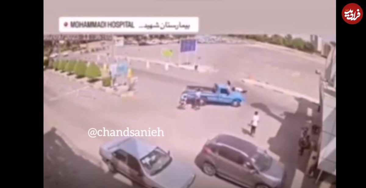 (ویدئو) زیر گرفتن پزشک زن در محوطه بیمارستان توسط راننده وانت