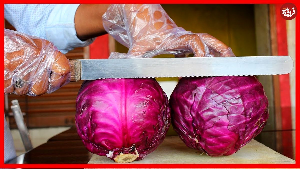 ببینید؛ مهارت تماشایی آشپز هندی در برش زدن و خرد کردن کلم قرمز