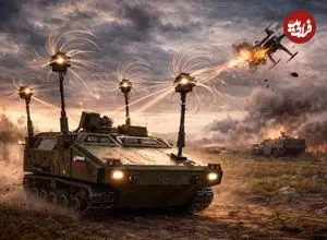 تصاویر| رونمایی نیروهای روسیه از زره‌پوش ضد پهپاد جدید عجیب با کابل‌های چرخان 