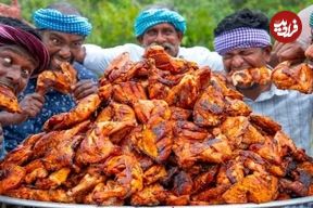 ببینید؛ غذای روستایی در هند؛ کباب مرغ به روش پدر و پسران مشهور هندی