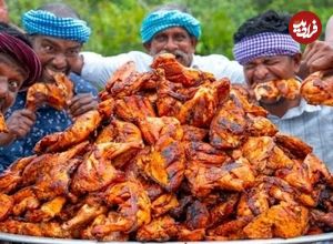 ببینید؛ غذای روستایی در هند؛ کباب مرغ به روش پدر و پسران مشهور هندی