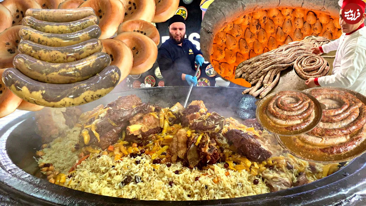 (ویدئو) غذای خیابانی در ازبکستان؛ از پخت ازبکی پلو و کباب تا سوسیس تنوری