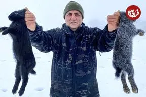 ببینید| غذای روستایی در آذربایجان؛ پخت غذا با خرگوش و سبزیجات در کوهستانی برفی
